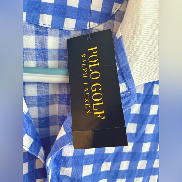 NWT- Ralph Lauren Polo Golf - Periwinkle & White Sleeveless Polo Size: Medium - Picture 2 of 5